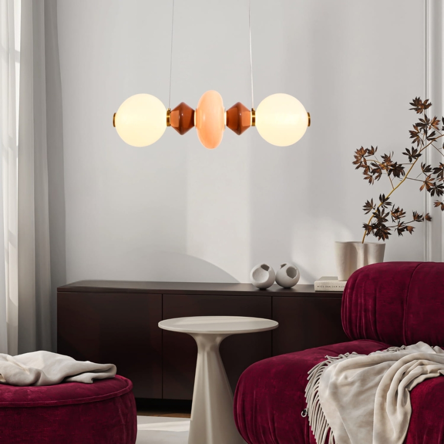 LED-taklampa på kabel FLORES LED/15W/230V guld/orange/brun