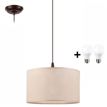 LED Taklampa på kabel NOEL 1xE27/60W/230V beige