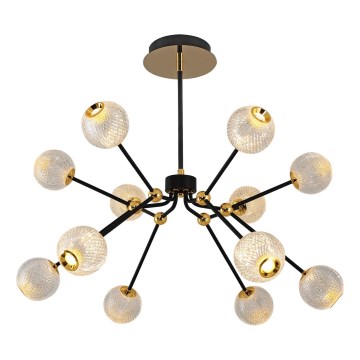 LED taklampa på stång GELA 12xLED/5W/230V 3000K svart/guld