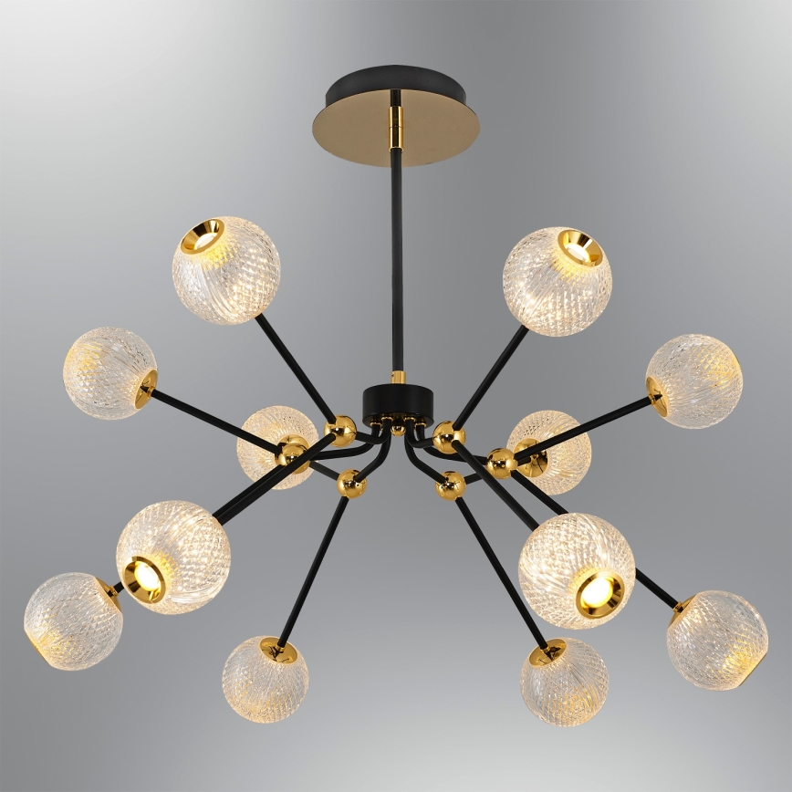 LED taklampa på stång GELA 12xLED/5W/230V 3000K svart/guld