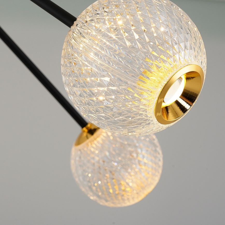 LED taklampa på stång GELA 12xLED/5W/230V 3000K svart/guld