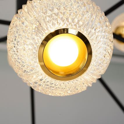 LED taklampa på stång GELA 12xLED/5W/230V 3000K svart/guld