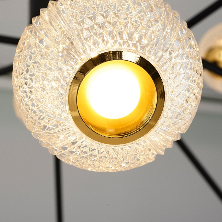 LED taklampa på stång GELA 12xLED/5W/230V 3000K svart/guld