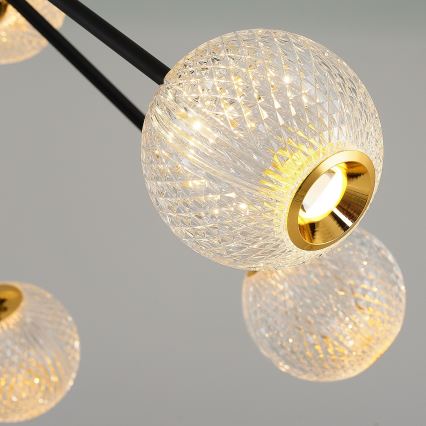 LED taklampa på stång GELA 12xLED/5W/230V 3000K svart/guld