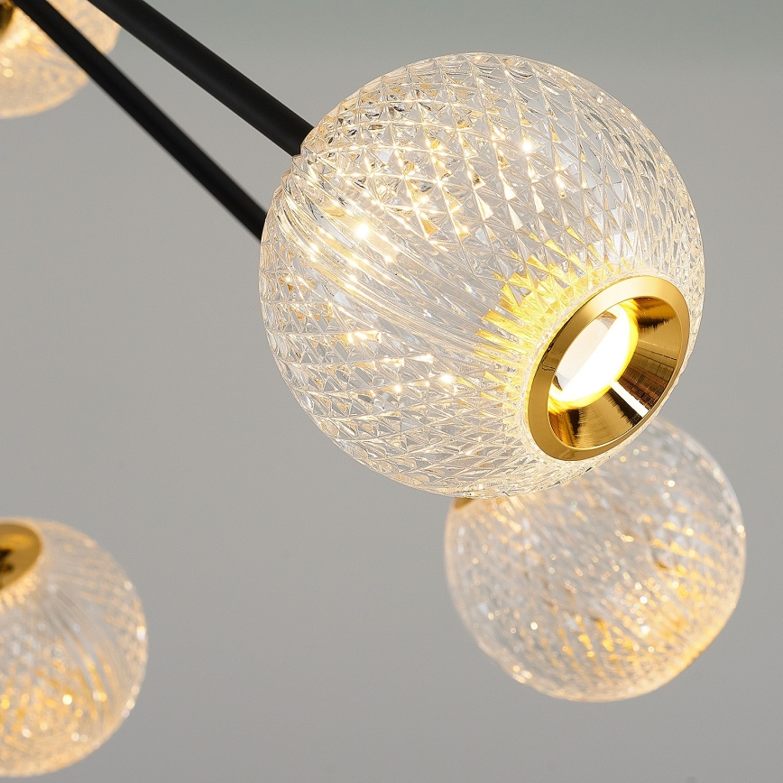 LED taklampa på stång GELA 12xLED/5W/230V 3000K svart/guld