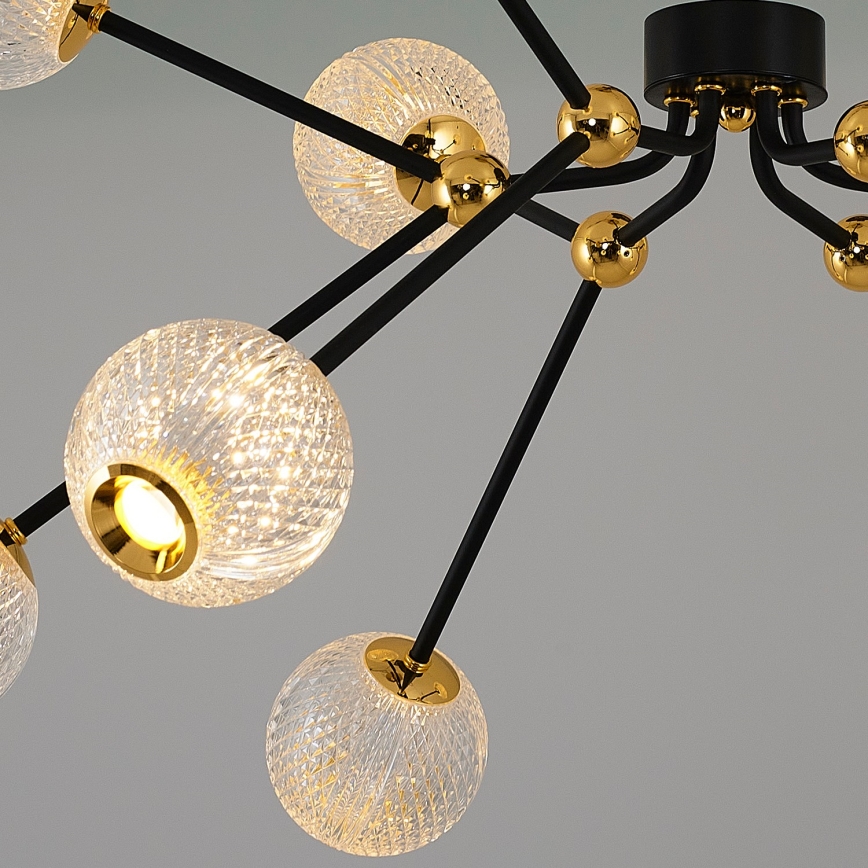LED taklampa på stång GELA 12xLED/5W/230V 3000K svart/guld