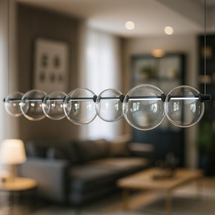 LED-taklampa på vajer ATOLA LED/19W/230V svart/klar