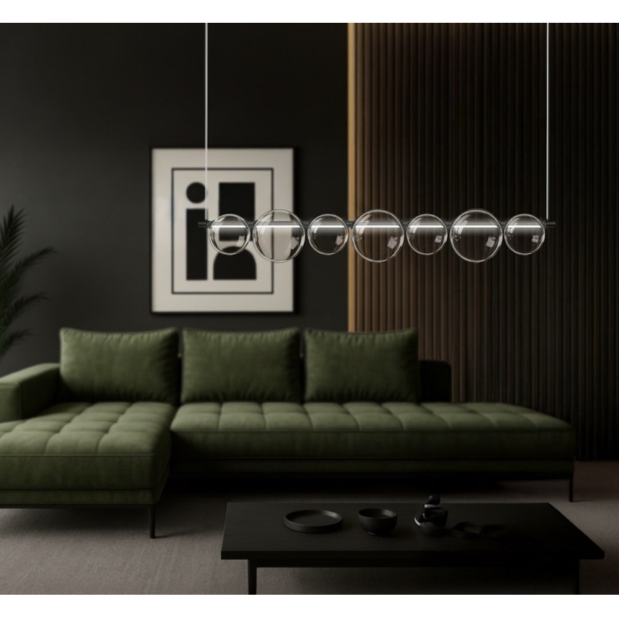 LED-taklampa på vajer ATOLA LED/19W/230V svart/klar