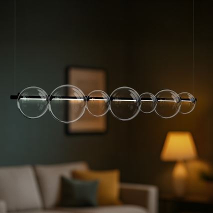 LED-taklampa på vajer ATOLA LED/19W/230V svart/klar