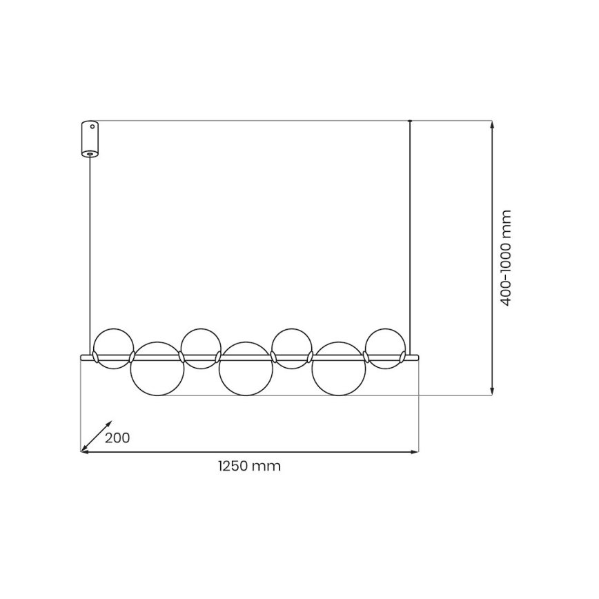 LED-taklampa på vajer ATOLA LED/19W/230V svart/klar