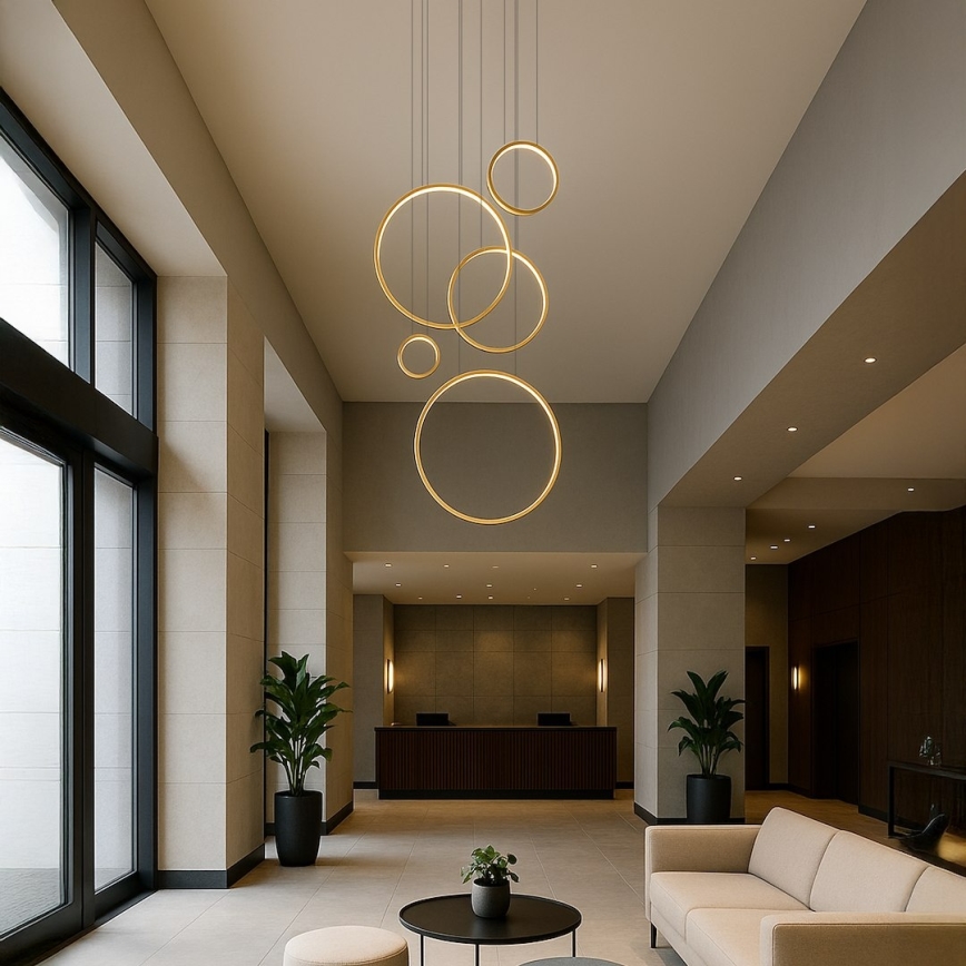 LED-taklampa på vajer SATURNO LED/100W/230V guld