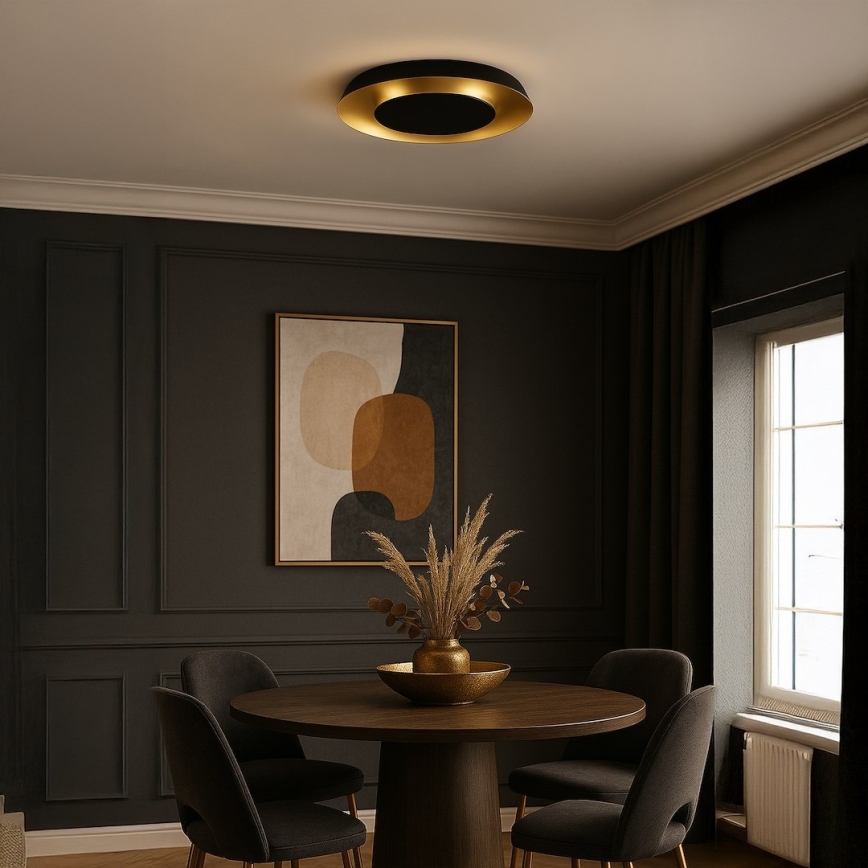 LED taklampa PIATTINO LED/30W/230V 3000/4000/6000K Ø 40 cm svart/guld