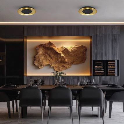 LED taklampa PIATTINO LED/30W/230V 3000/4000/6000K Ø 40 cm svart/guld