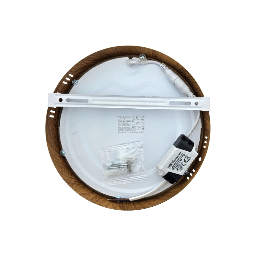 LED taklampa RING LED/18W/230V 4200K diameter 21 cm brun