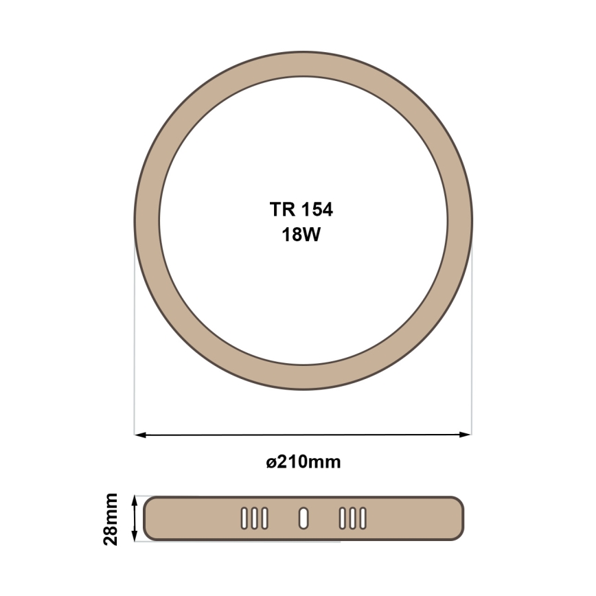LED taklampa RING LED/18W/230V 4200K diameter 21 cm brun