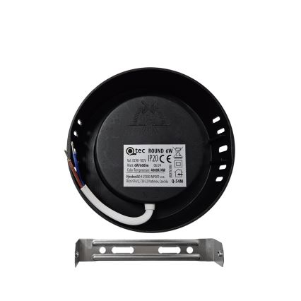 LED taklampa ROUND LED/6W/230V 4000K diameter 12,1 cm svart