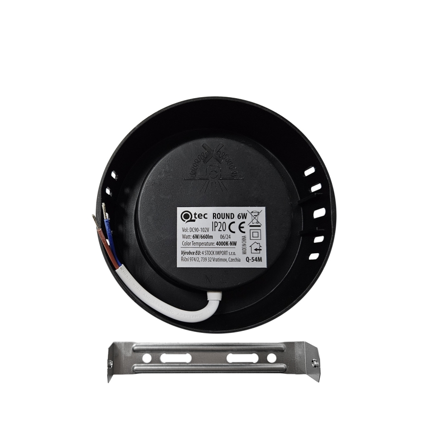 LED taklampa ROUND LED/6W/230V 4000K diameter 12,1 cm svart