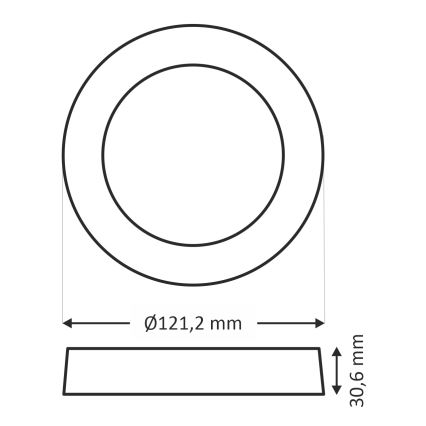 LED taklampa ROUND LED/6W/230V 4000K diameter 12,1 cm svart