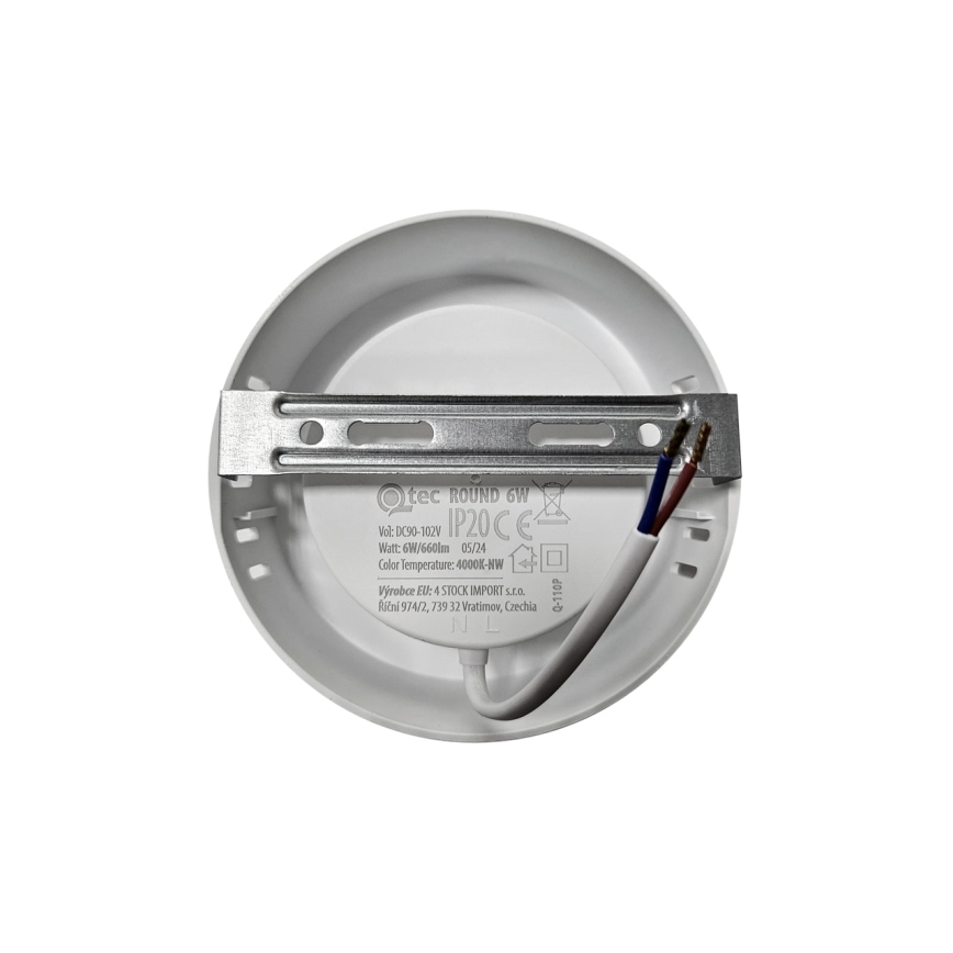 LED taklampa ROUND LED/6W/230V 4000K diameter 12,1 cm vit