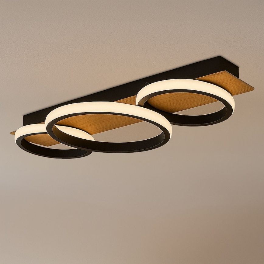 LED-taklampa ROWENA LED/18W/230V svart/brun