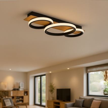 LED-taklampa ROWENA LED/18W/230V svart/brun