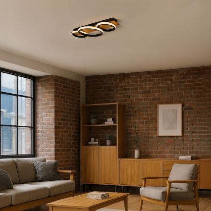 LED-taklampa ROWENA LED/18W/230V svart/brun