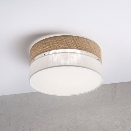 LED Taklampa SIRJA BOHO LED/20W/230V 4000K Ø 35 cm beige/vit
