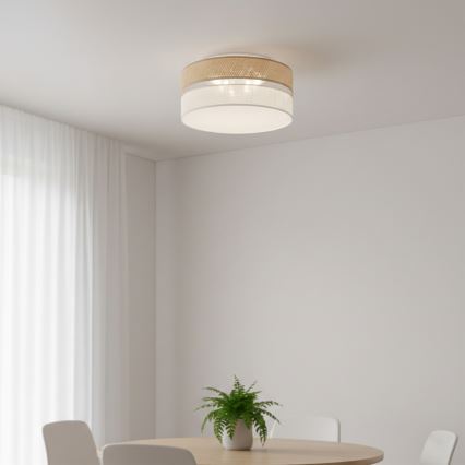 LED Taklampa SIRJA BOHO LED/20W/230V 4000K Ø 35 cm beige/vit