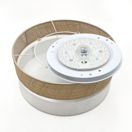 LED Taklampa SIRJA BOHO LED/20W/230V 4000K Ø 35 cm beige/vit