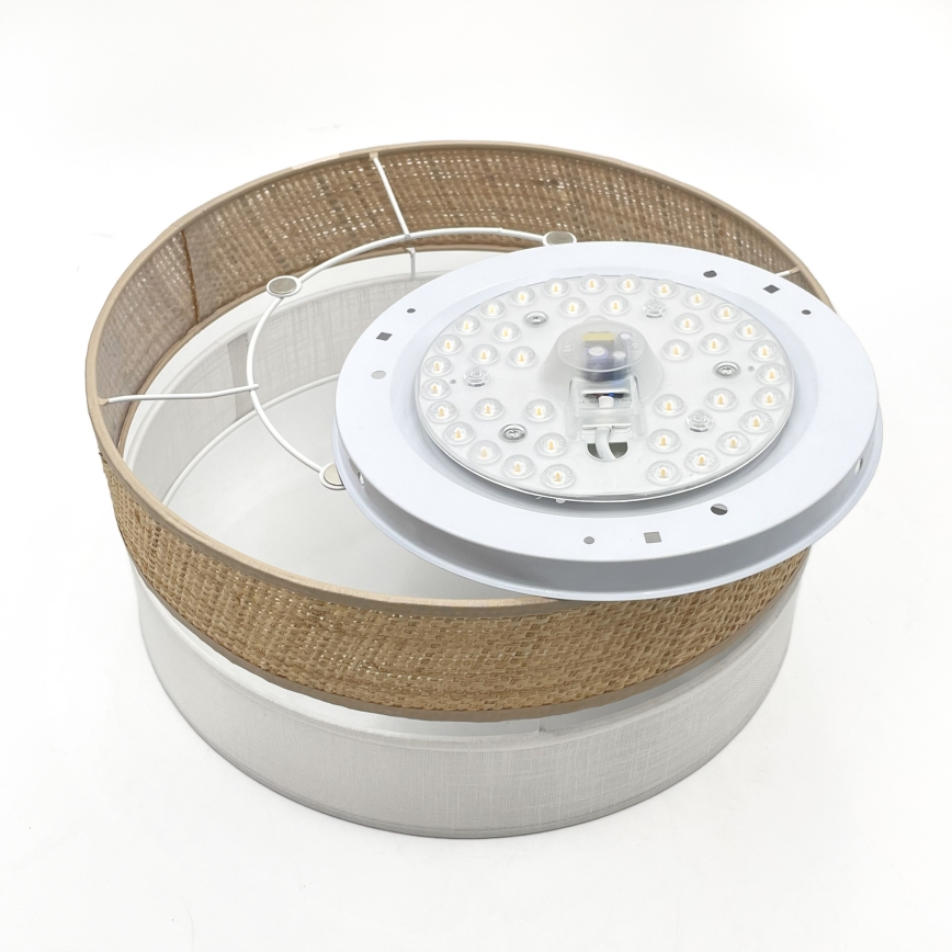LED Taklampa SIRJA BOHO LED/20W/230V 4000K Ø 35 cm beige/vit