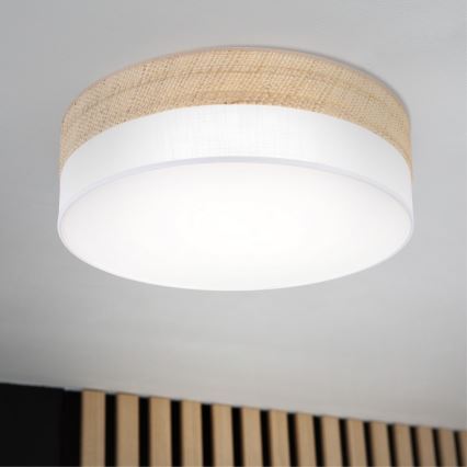LED taklampa SIRJA BOHO LED/36W/230V 4000K diam. 45 cm beige/vit