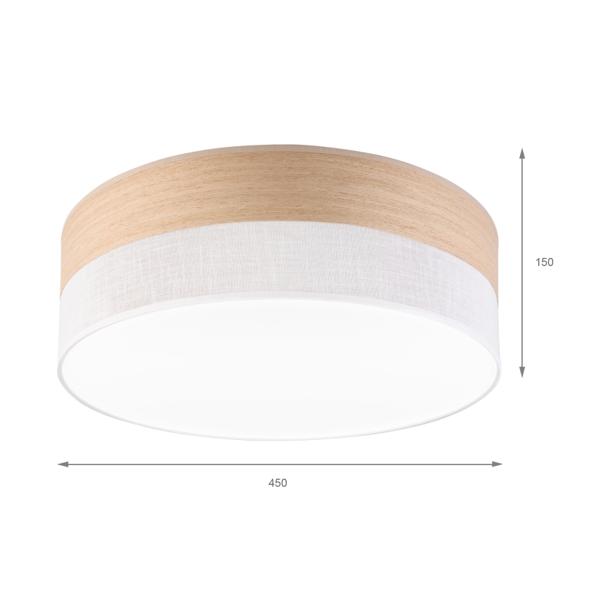 LED taklampa SIRJA WOOD LED/36W/230V diameter 45 cm vit/ek