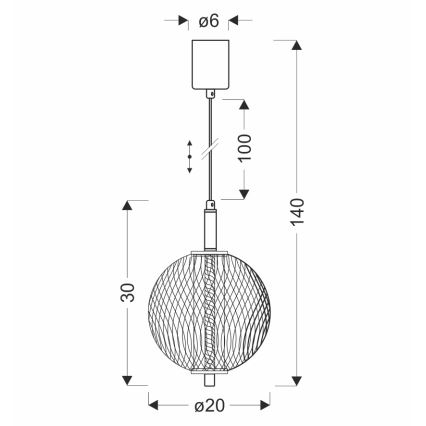 LED-takpendel på sladd PUMA LED/10W/230V Ø 20 cm svart