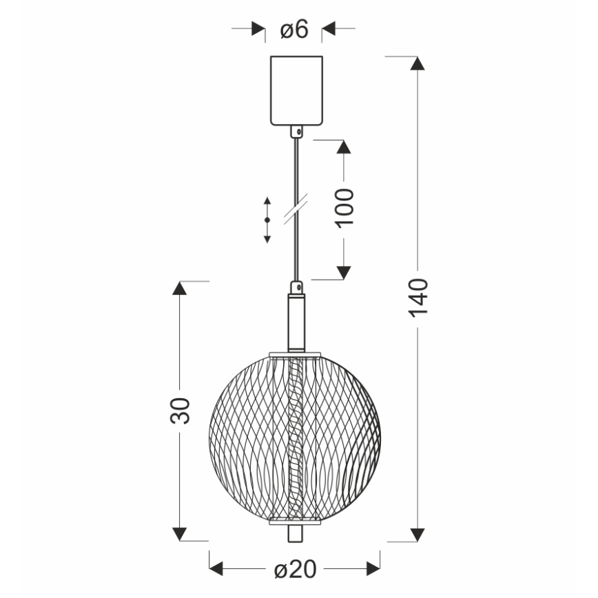 LED-takpendel på sladd PUMA LED/10W/230V Ø 20 cm svart