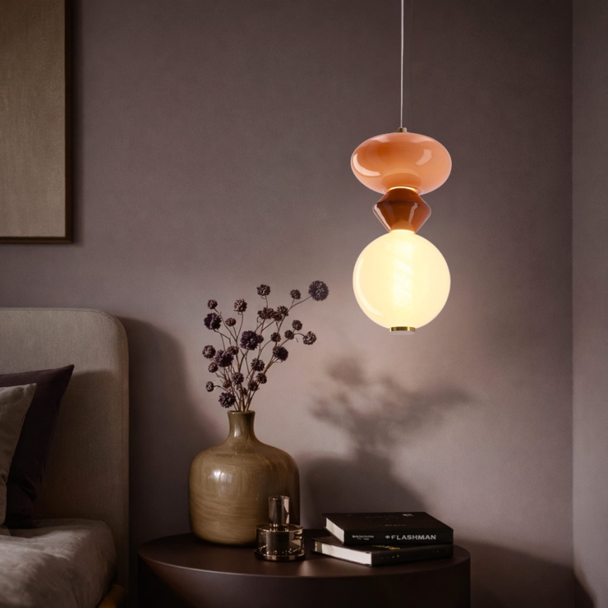 LED-takpendel på vajer FLORES LED/10W/230V guld/orange/brun