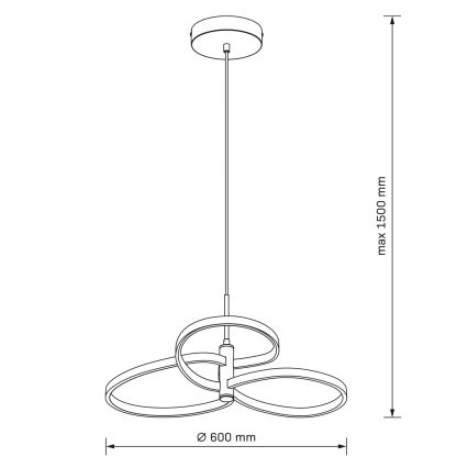 LED-takpendel på vajer RIBBON LED/25W/230V 4000K svart