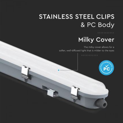 LED-teknisk lysrörsarmatur med nödmodul LED/48W/230V 6500K IP65 2200 mAh 150 cm