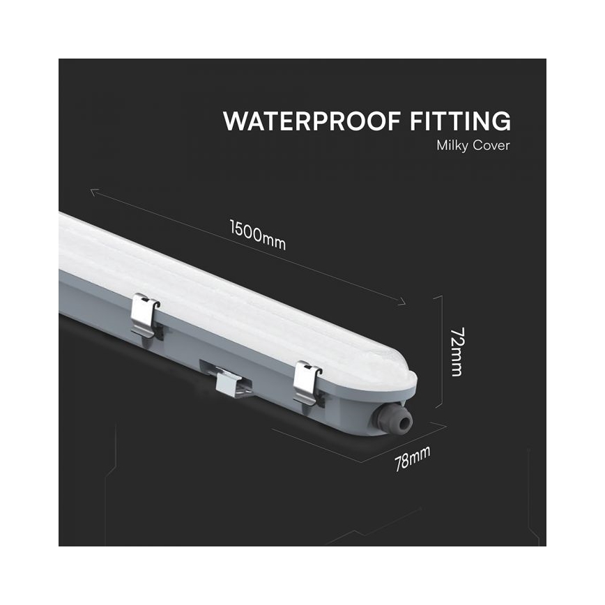 LED-teknisk lysrörsarmatur med nödmodul LED/48W/230V 6500K IP65 2200 mAh 150 cm