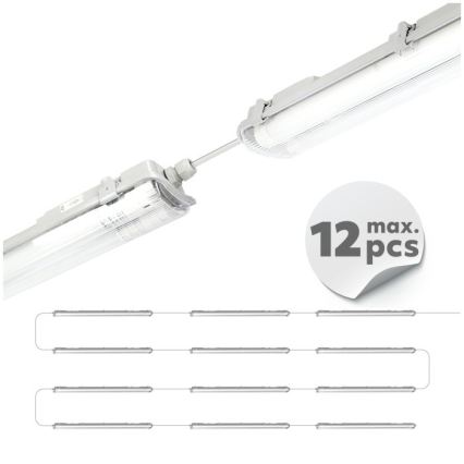 LED teknisk lysrörsarmatur T8, 2x G13, 18 W, 230 V, 4000 K, IP65, 127 cm