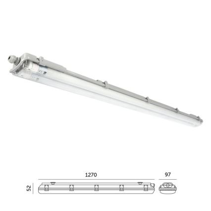 LED teknisk lysrörsarmatur T8, 2x G13, 18 W, 230 V, 4000 K, IP65, 127 cm