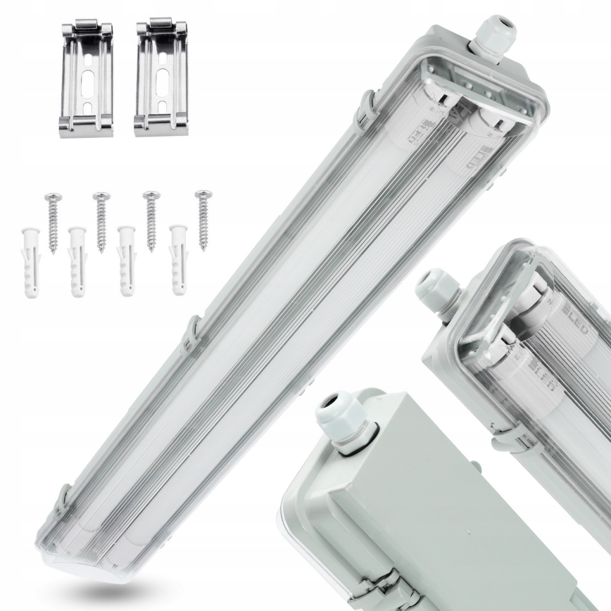 LED teknisk lysrörsarmatur T8 2xG13/10W/230V 6000K 60 cm IP65 vit