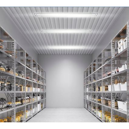 LED-teknisk lysrörsarmatur T8, 2xG13, 20 W, 230 V, 6500 K (kallvitt/dagsljus), 120 cm, IP65, vit