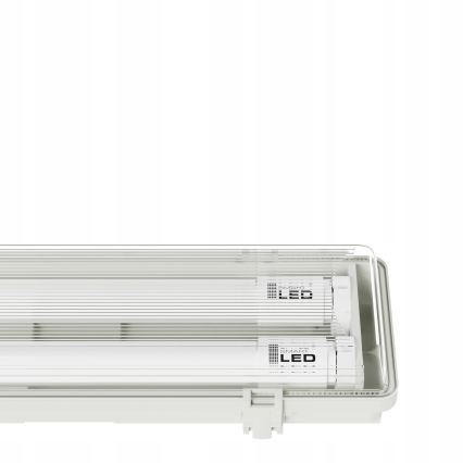 LED-teknisk lysrörsarmatur T8, 2xG13, 20 W, 230 V, 6500 K (kallvitt/dagsljus), 120 cm, IP65, vit
