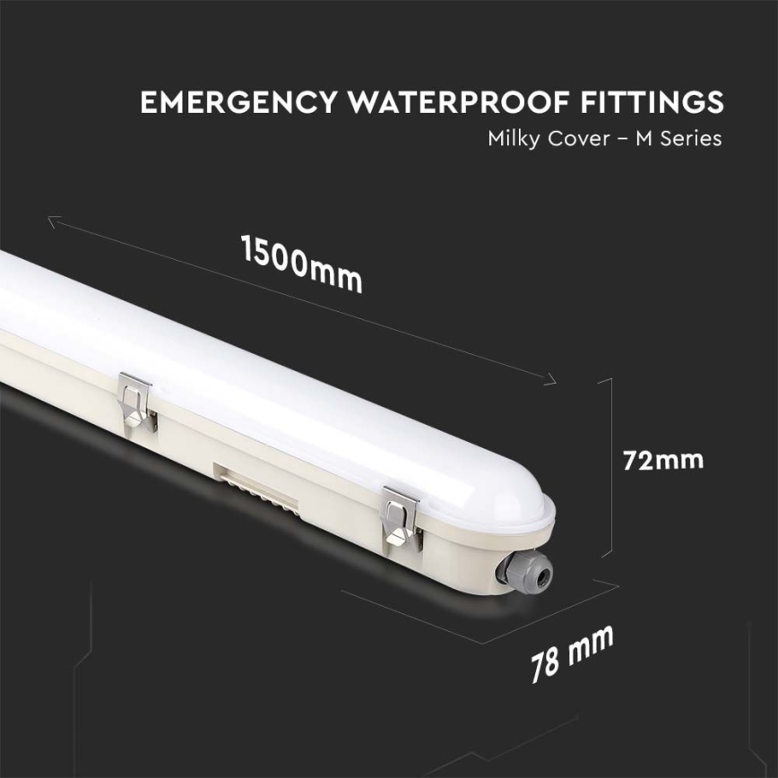 LED Teknisk lysrörsarmatur med nödbelysningsmodul EMERGENCY LED/48W/230V 6500K 150cm IP65