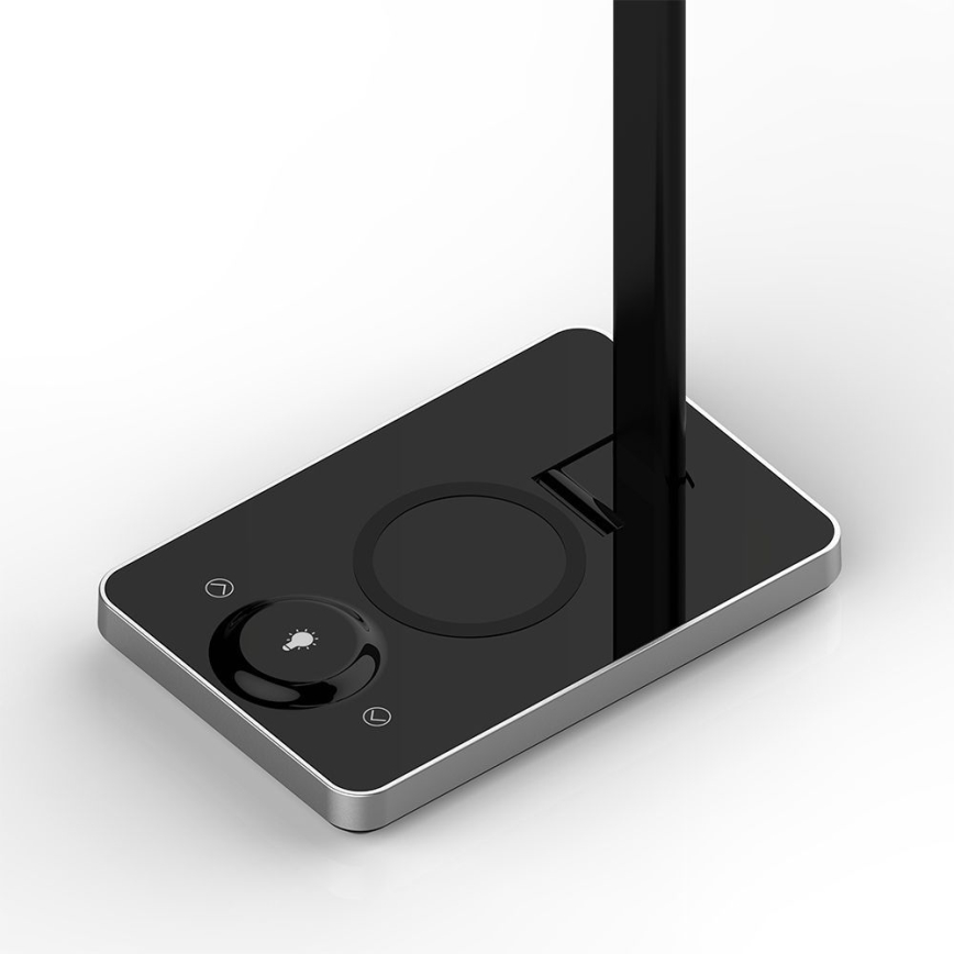 LED Touch-dimbar bordslampa med trådlös laddning LED/7W/5V 3000-6500K USB svart
