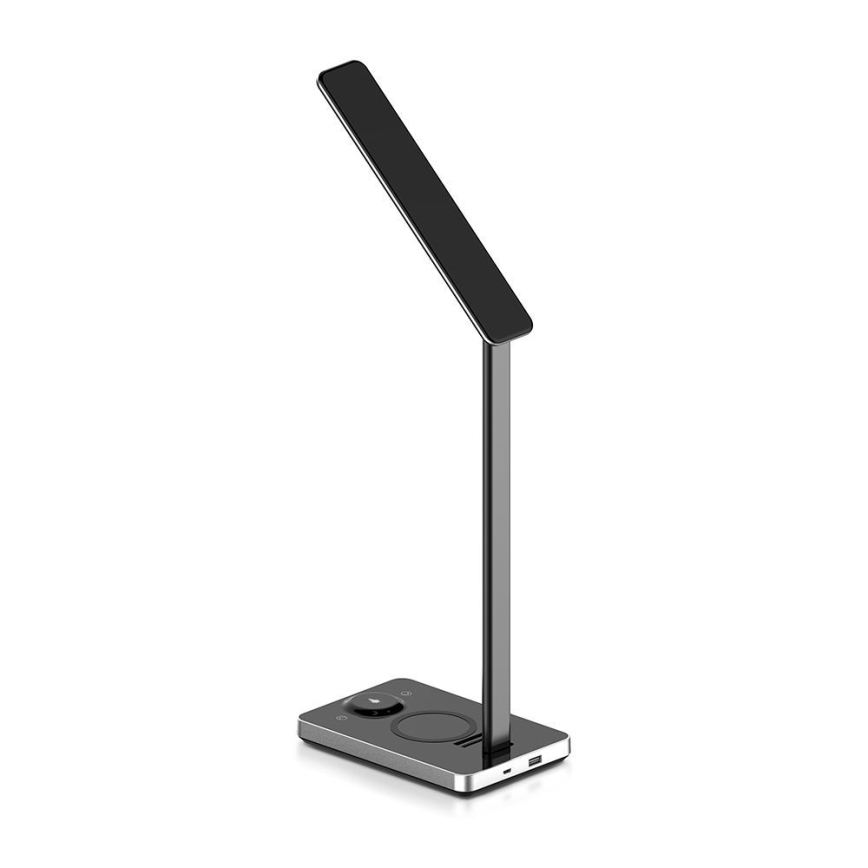 LED Touch-dimbar bordslampa med trådlös laddning LED/7W/5V 3000-6500K USB svart