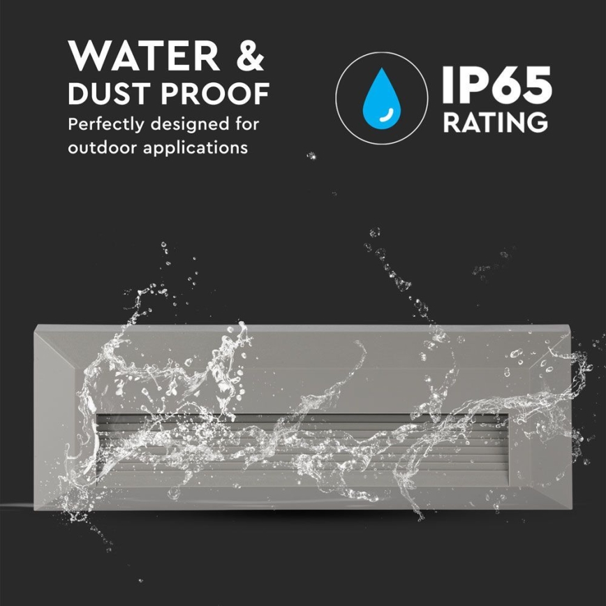 LED trappbelysning för utomhusbruk LED/3W/230V 4000K IP65 grå