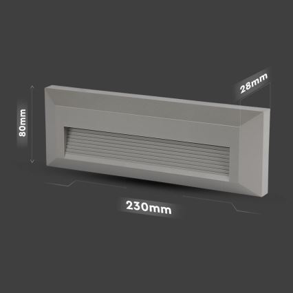 LED trappbelysning för utomhusbruk LED/3W/230V 4000K IP65 grå