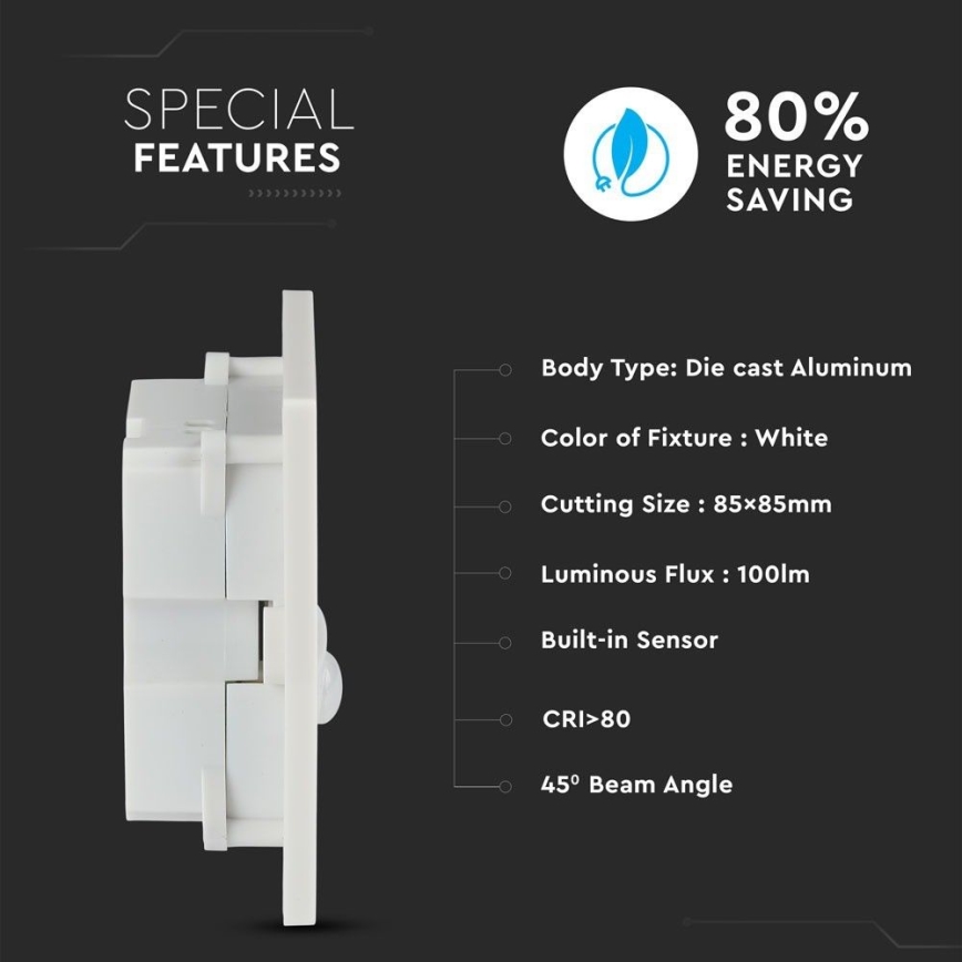 LED trappbelysning med rörelsesensor LED/3W/230V 4000K vit