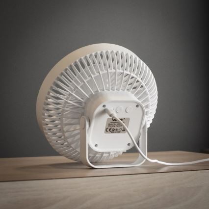 LED Uppladdningsbar bordfläkt med LED-belysning LED/2W/5V USB 2400 mAh vit